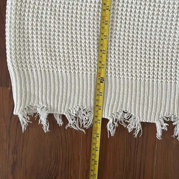 Zenana distresses v neck waffle knit sweater 2X - Picture 6 of 9